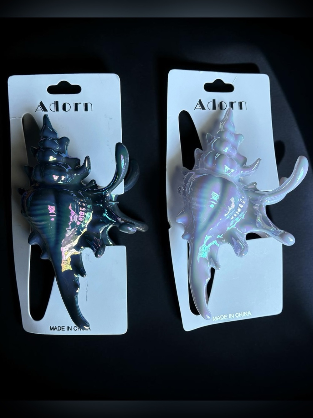 Adorn Iridescent Shell Hair Claw Clips (Set of 2)